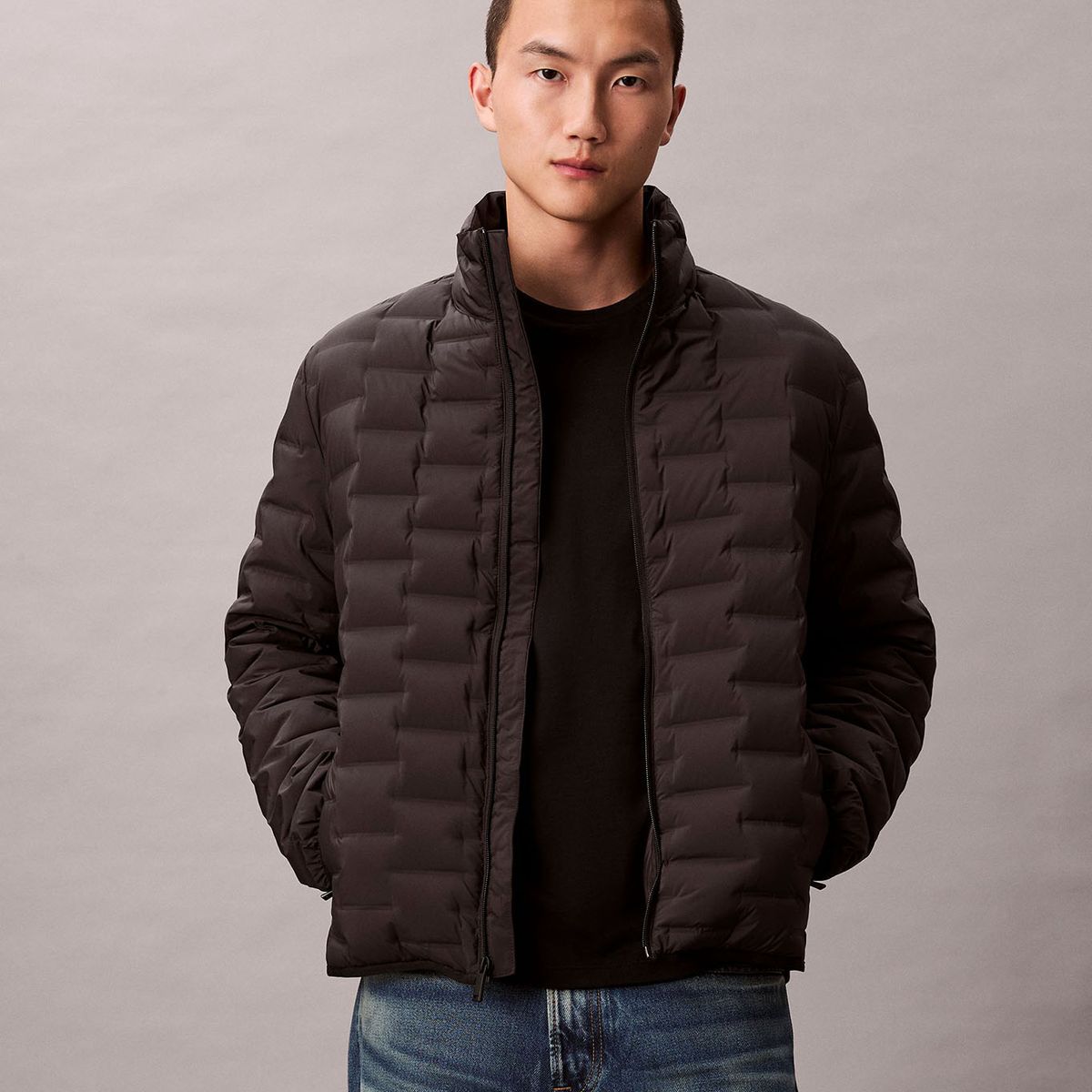 CALVIN KLEIN - Parka Ligera Preacolchada Plegable Negro Calvin Klein