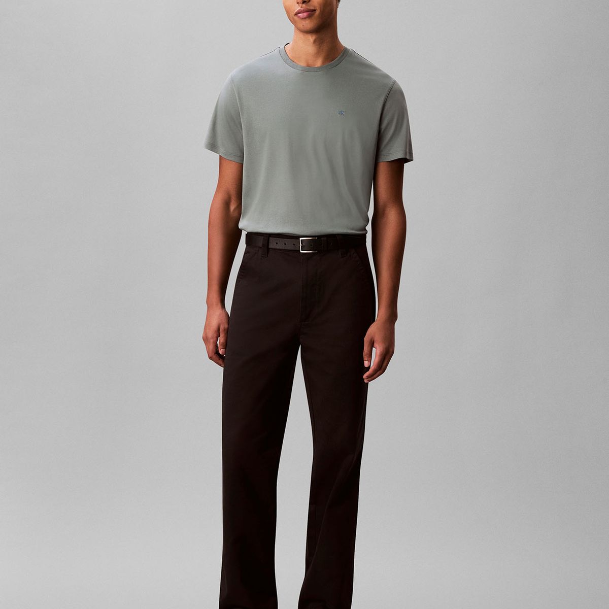 CALVIN KLEIN - Polera de Algodón Supima con Logo Bordado Verde Calvin Klein