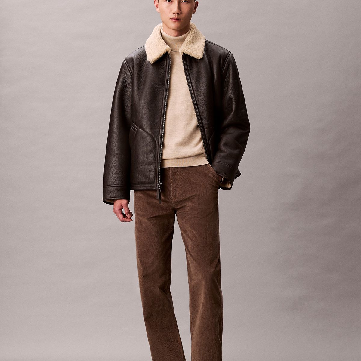 CALVIN KLEIN - Pantalón Recto de Pana Estilo 90S Cafe Calvin Klein