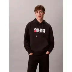 CALVIN KLEIN - Polerón con Gorro y Logo Red Box Negro