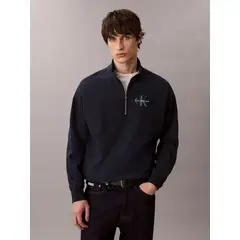 CALVIN KLEIN - Polerón en Tejido de Felpa Premium con Media Cremallera Azul