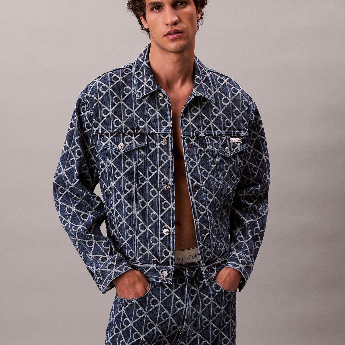 CALVIN KLEIN - Chaqueta Denim con Monograma Jacquard Azul Calvin Klein