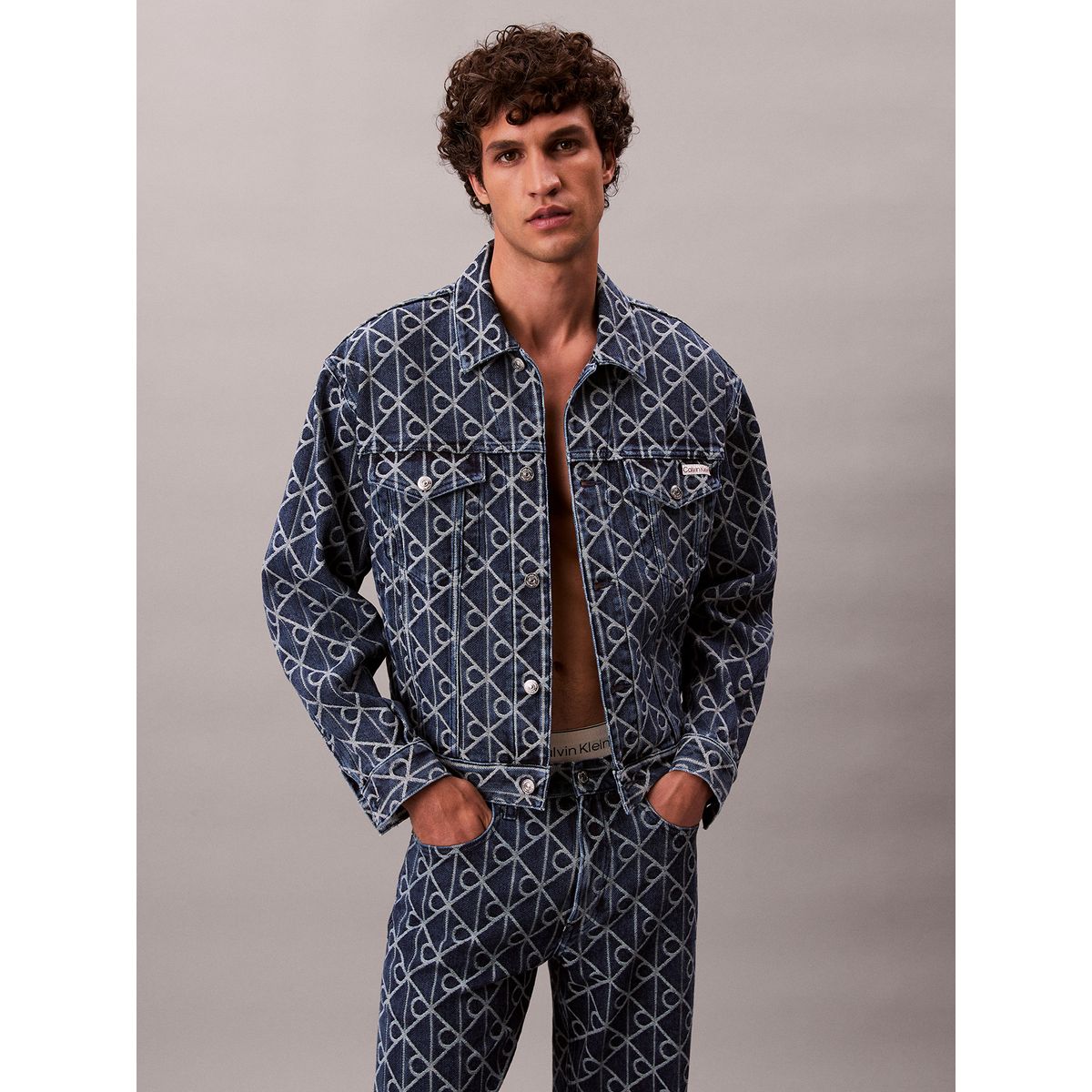 CALVIN KLEIN - Chaqueta Denim con Monograma Jacquard Azul Calvin Klein