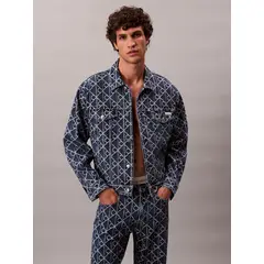 CALVIN KLEIN - Chaqueta Denim con Monograma Jacquard Azul
