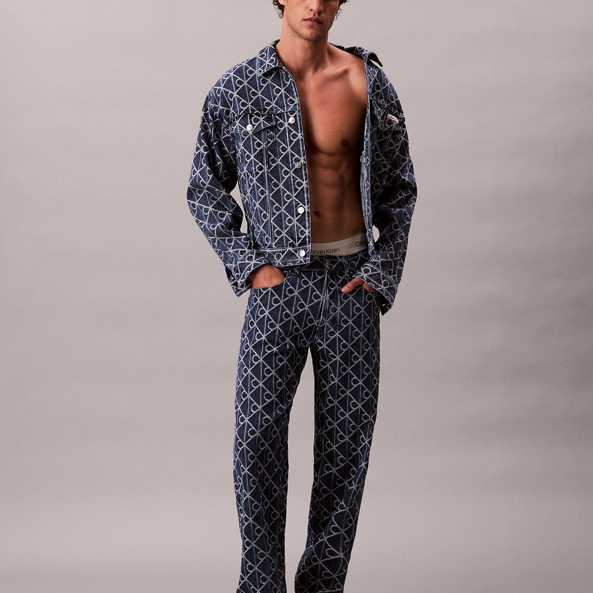 CALVIN KLEIN - Chaqueta Denim con Monograma Jacquard Azul Calvin Klein