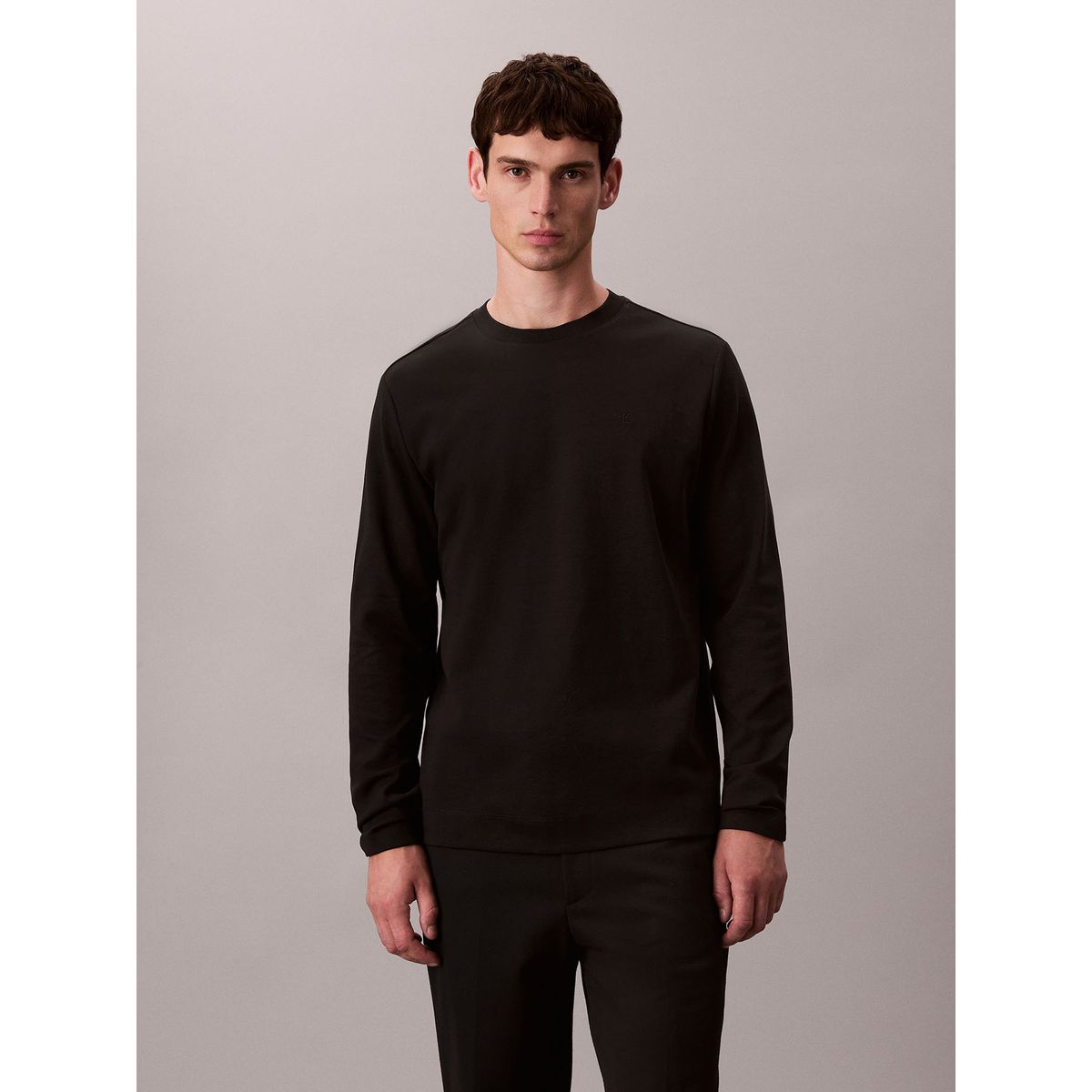 CALVIN KLEIN - Polera de Algodón Premium En Tejido Interlock Negro Calvin Klein