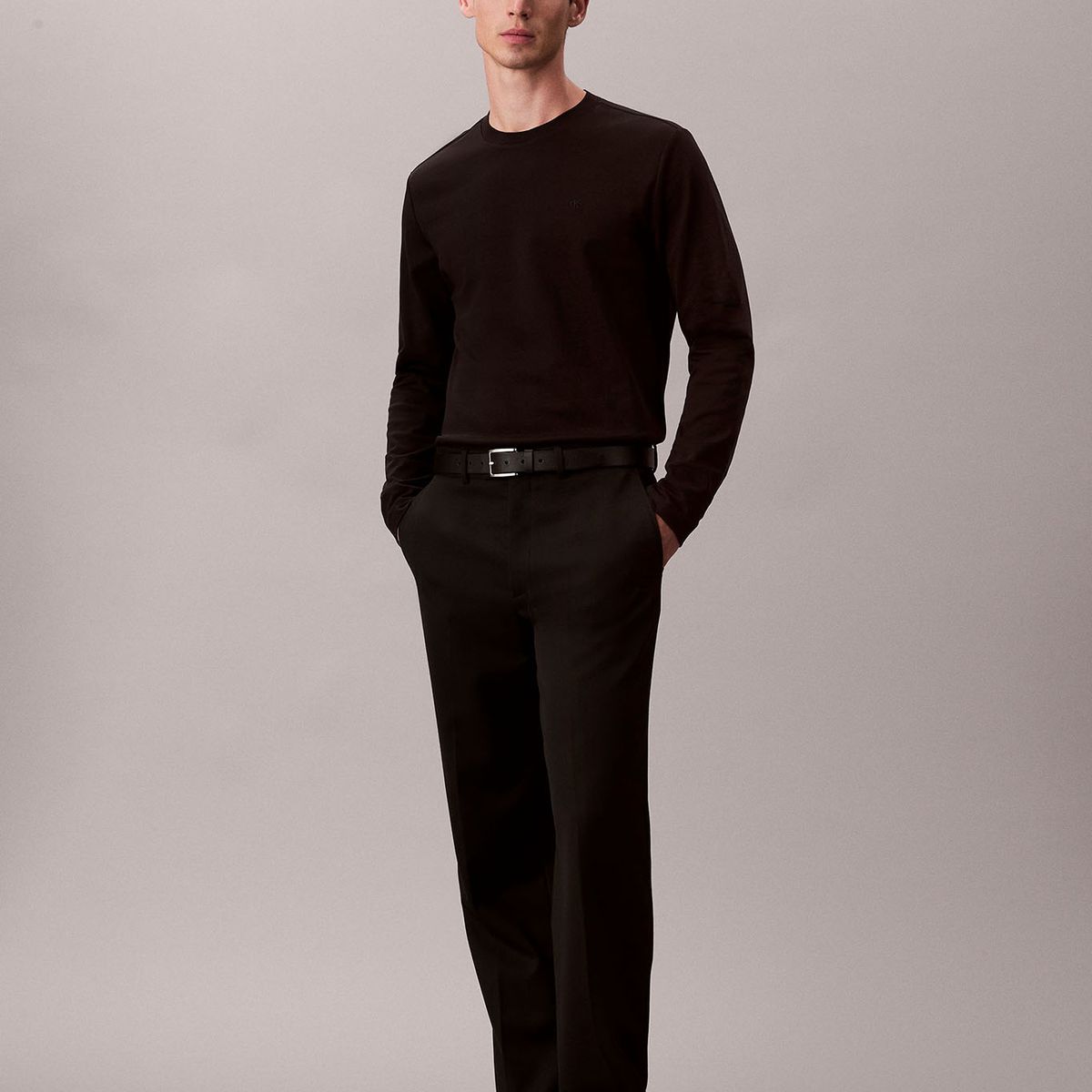 CALVIN KLEIN - Polera de Algodón Premium En Tejido Interlock Negro Calvin Klein