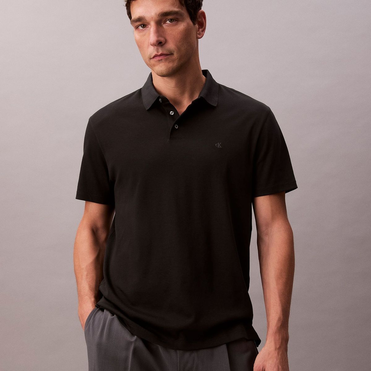 CALVIN KLEIN - Polo de Algodón Pima Negro Calvin Klein