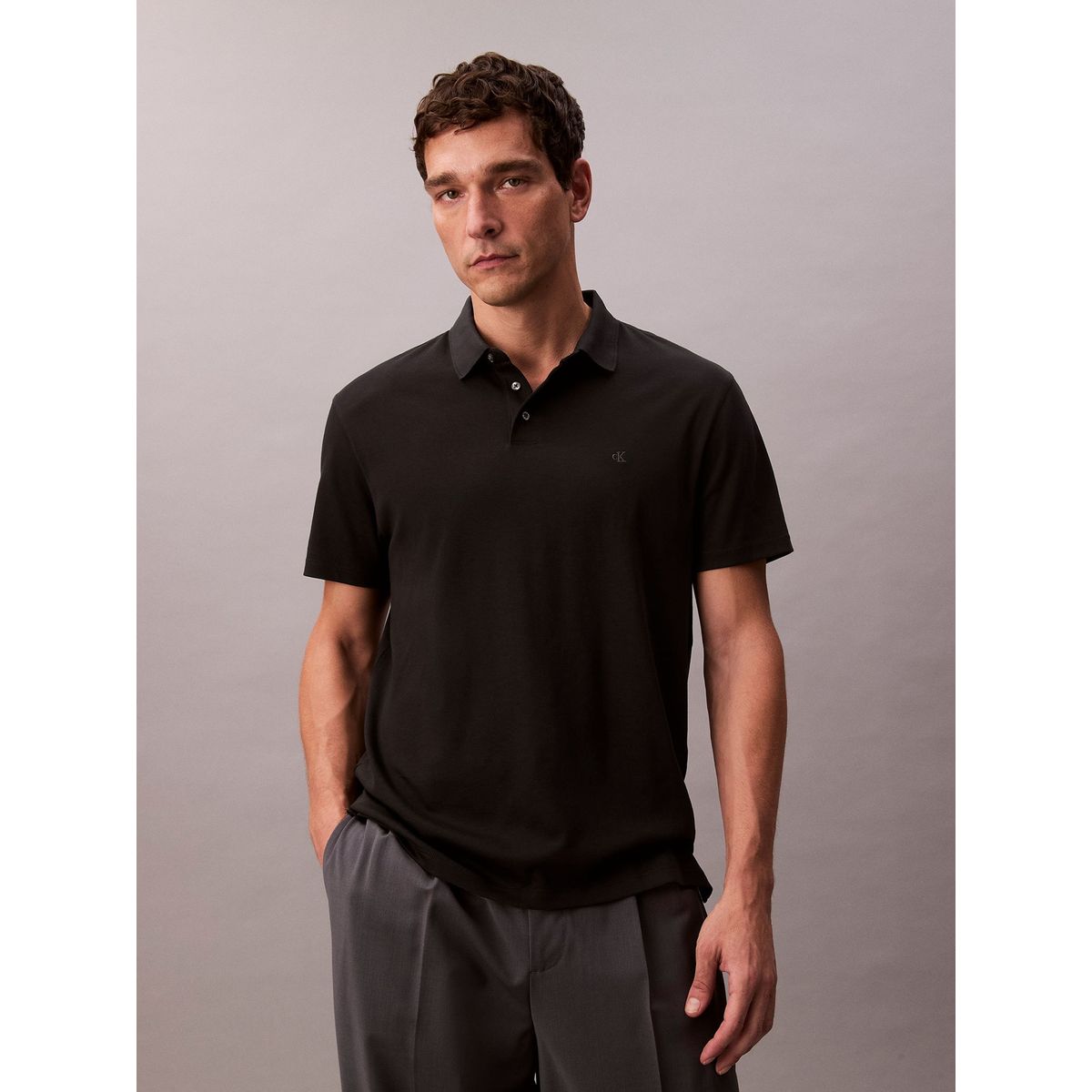CALVIN KLEIN - Polo de Algodón Pima Negro Calvin Klein