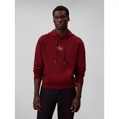 CALVIN KLEIN - Polerón con Gorro y Logo Burdeo