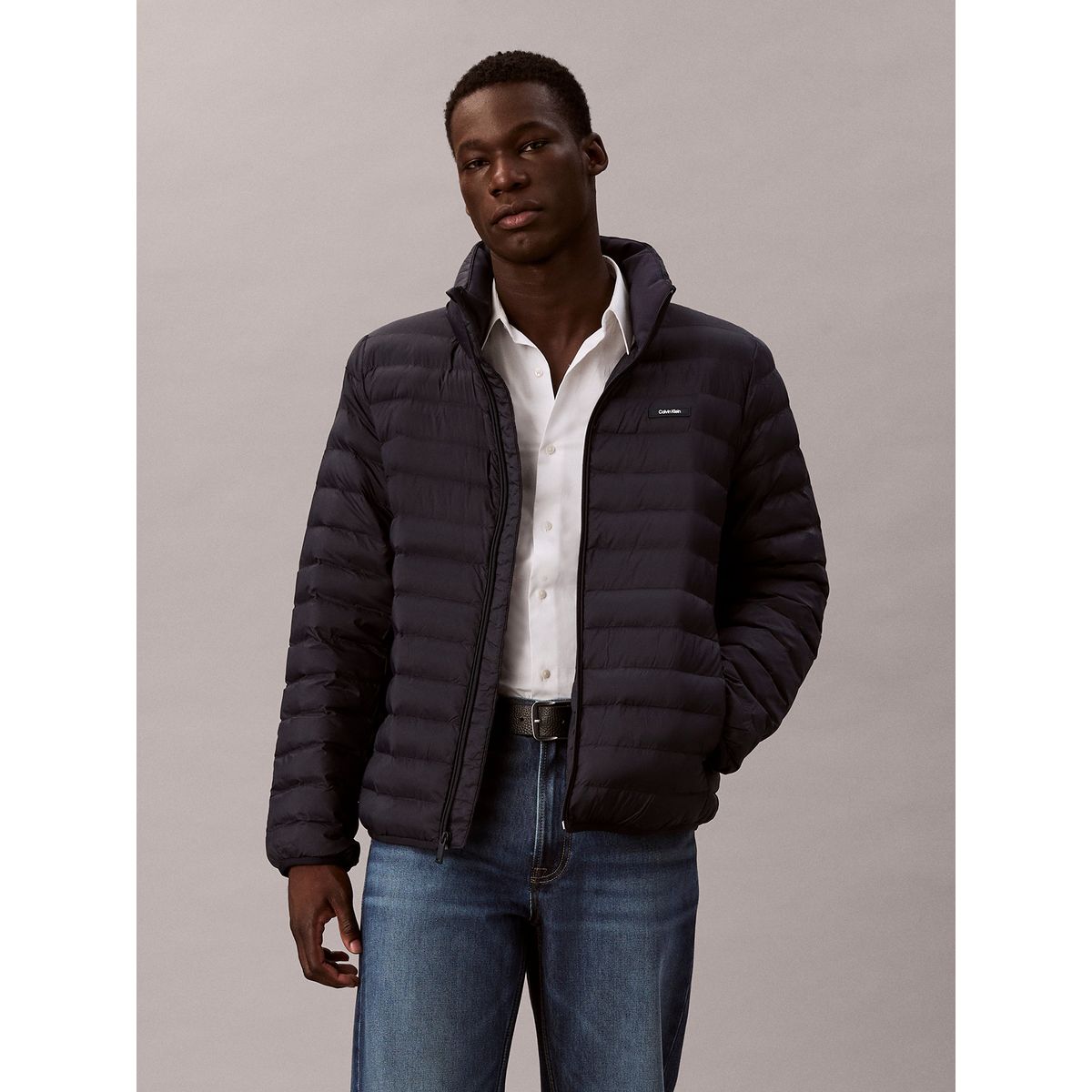 CALVIN KLEIN - Parka Puffer Ligera de Nailon Azul Calvin Klein
