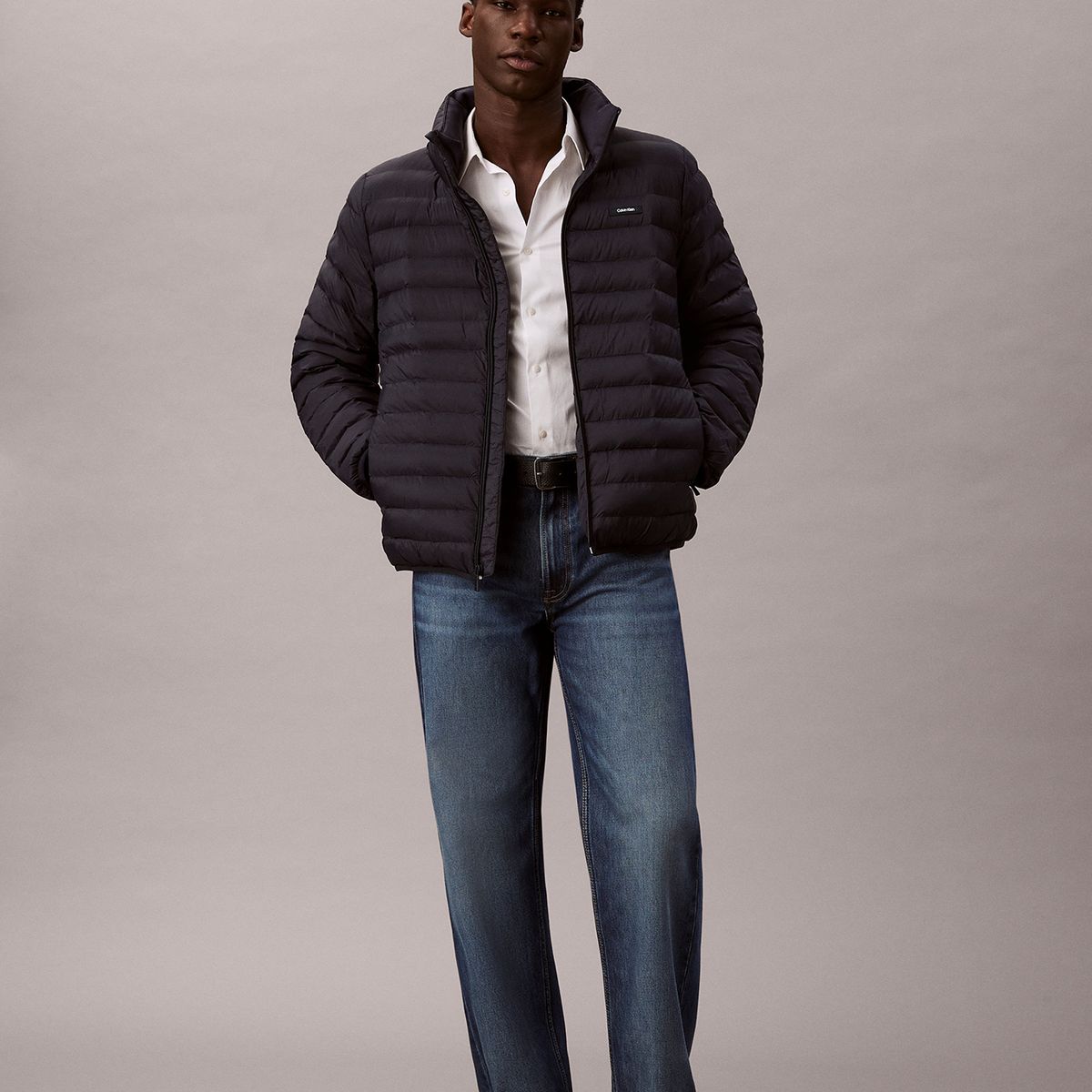 CALVIN KLEIN - Parka Puffer Ligera de Nailon Azul Calvin Klein