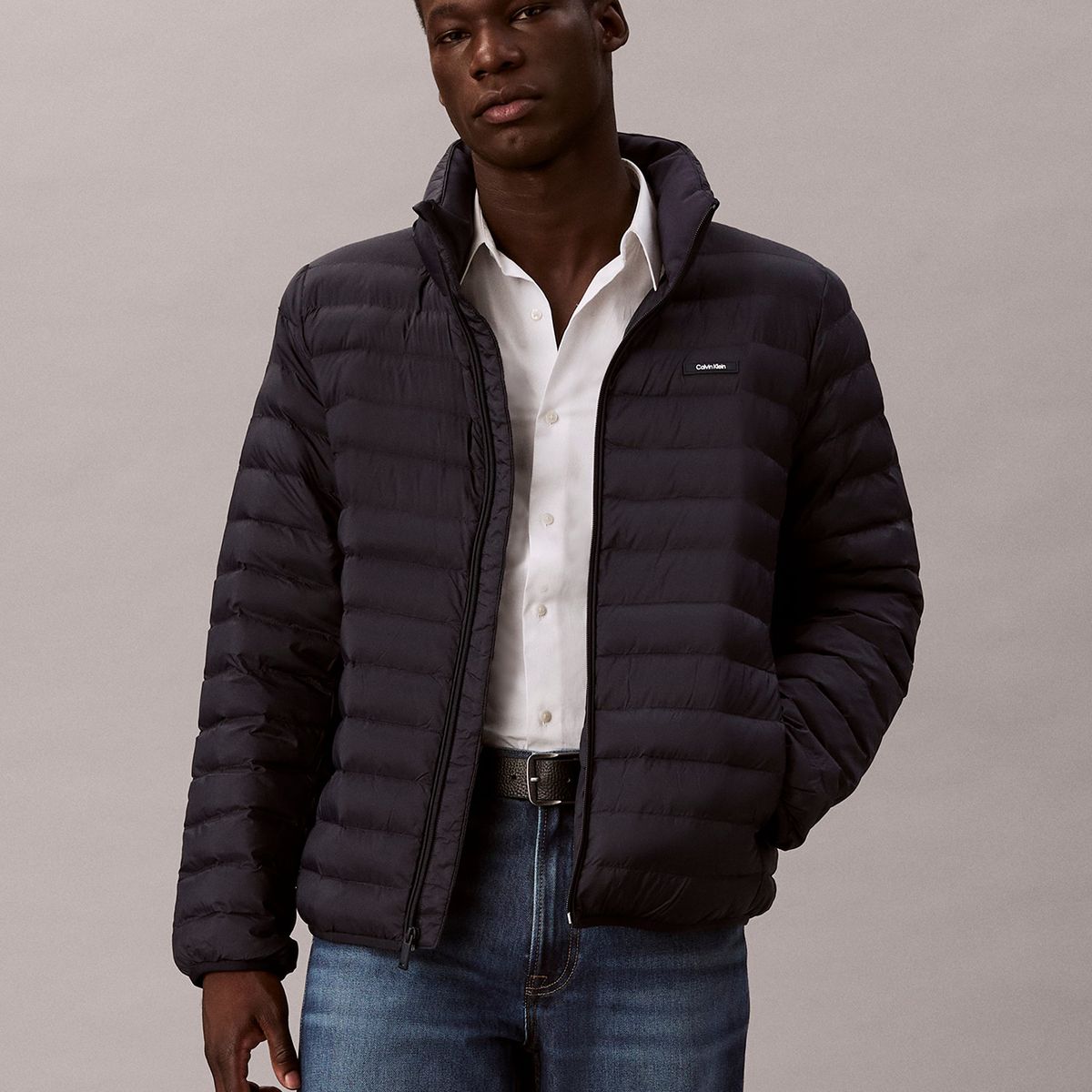 CALVIN KLEIN - Parka Puffer Ligera de Nailon Azul Calvin Klein