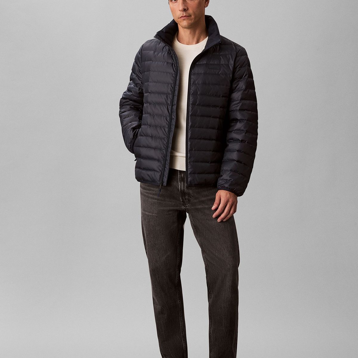 CALVIN KLEIN - Parka Puffer Ligera de Nailon Azul Calvin Klein