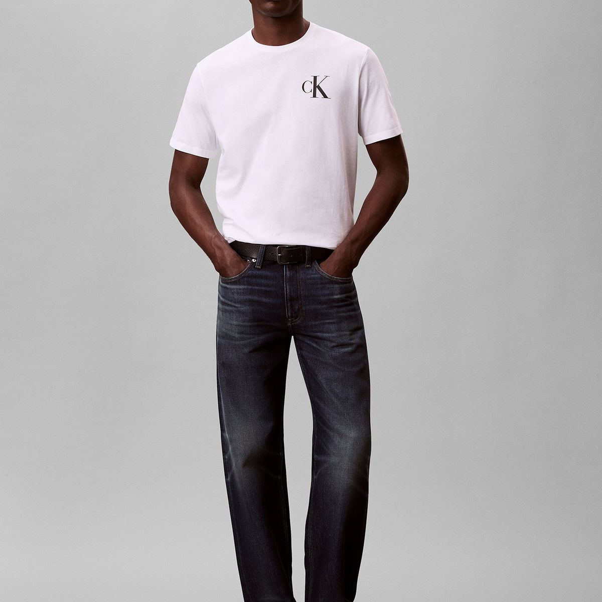 CALVIN KLEIN - Polera con Monograma 30S Blanco Calvin Klein