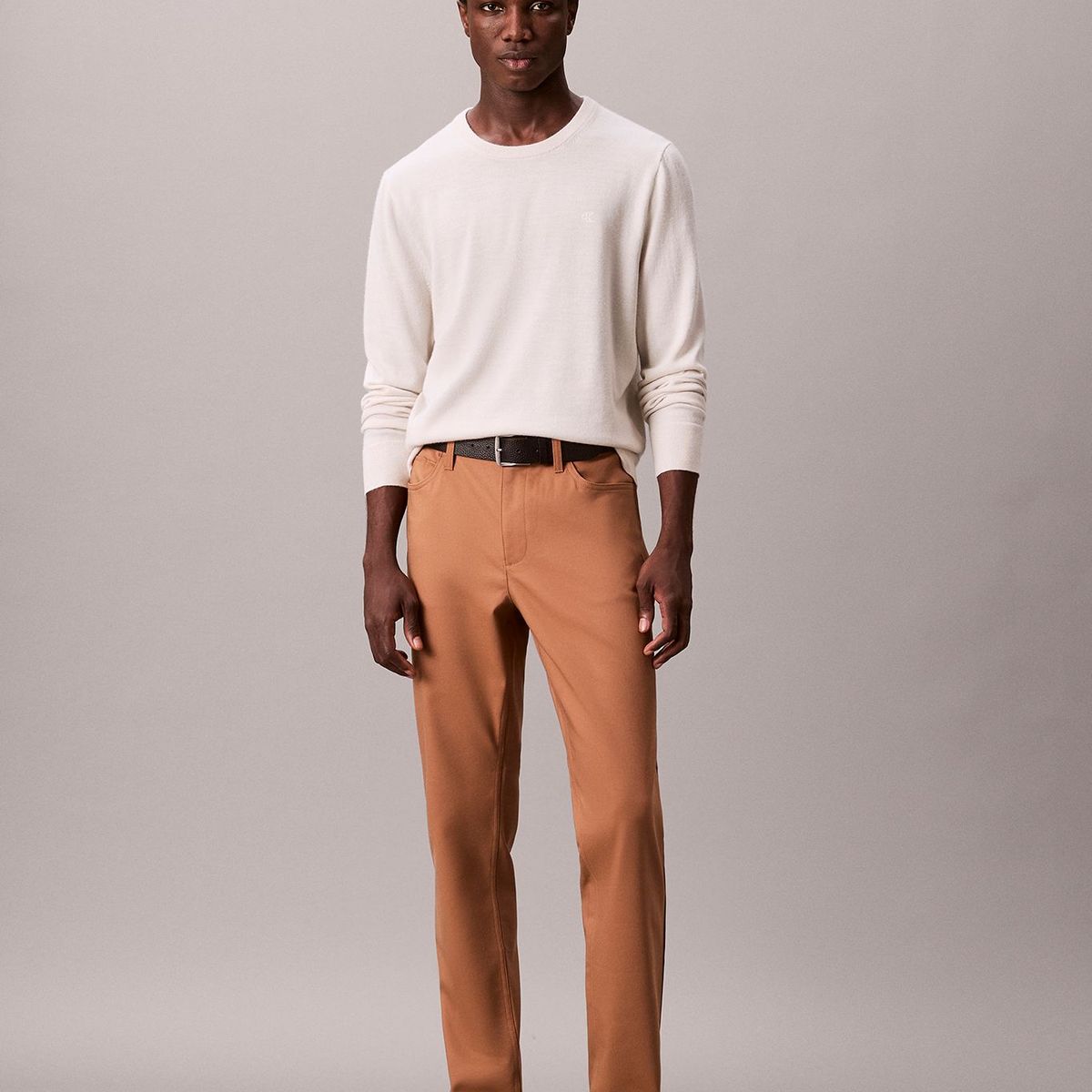 CALVIN KLEIN - Pantalón Stretch Ajustado Cafe Calvin Klein