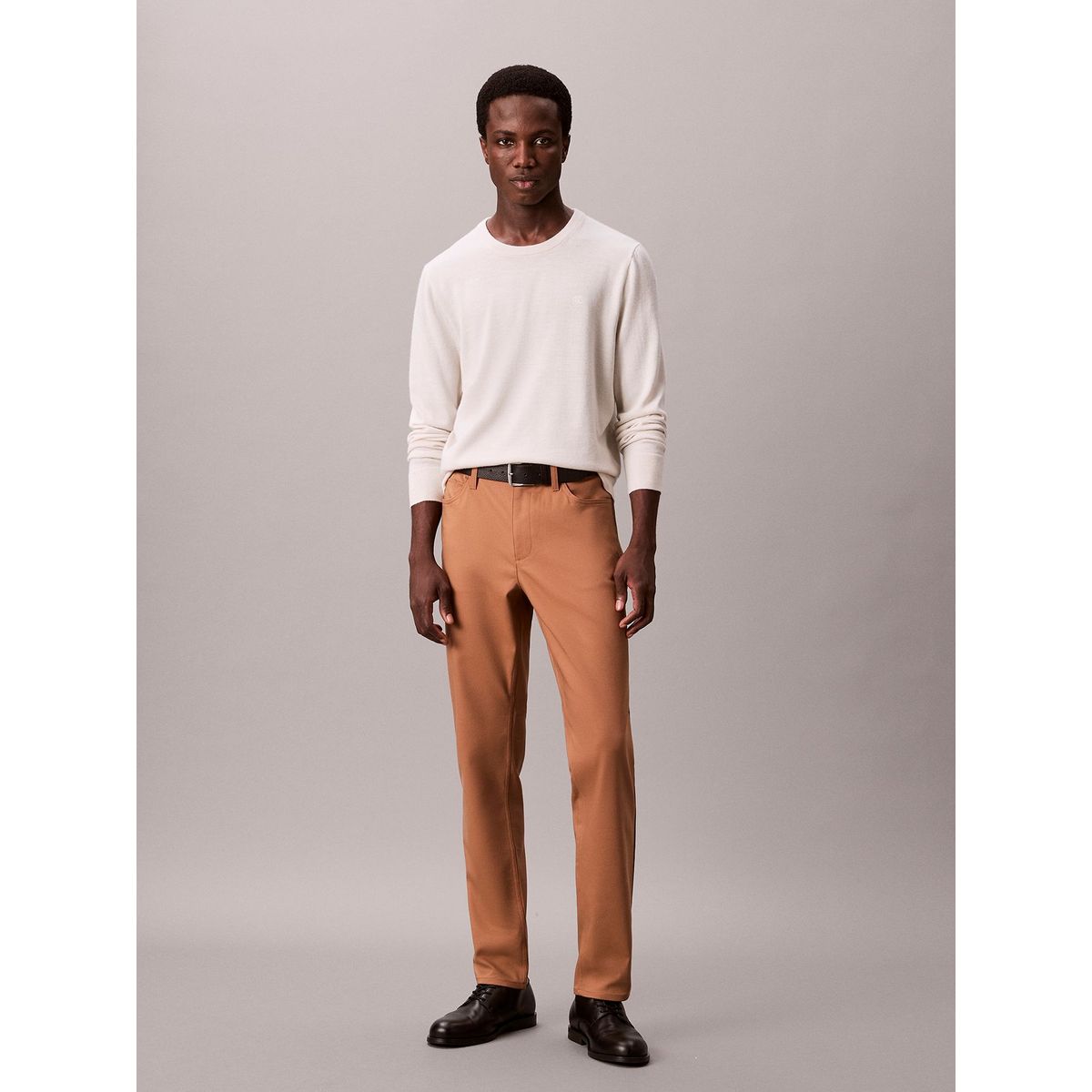 CALVIN KLEIN - Pantalón Stretch Ajustado Cafe Calvin Klein