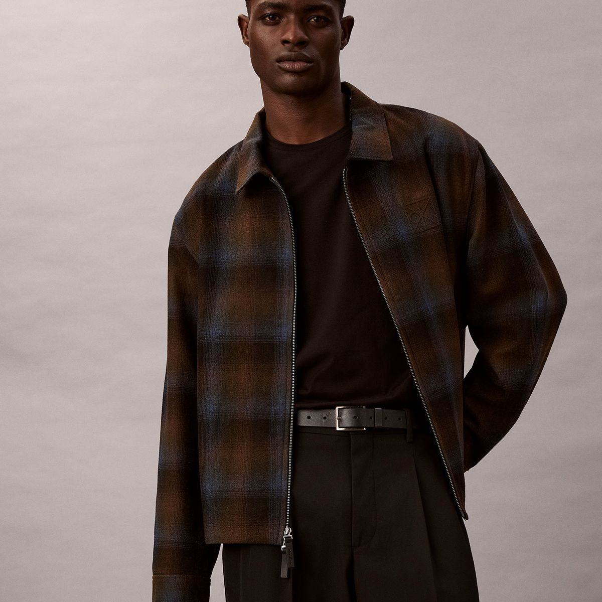 CALVIN KLEIN - Chaqueta de Lana con Cierre de Cremallera Cafe Calvin Klein