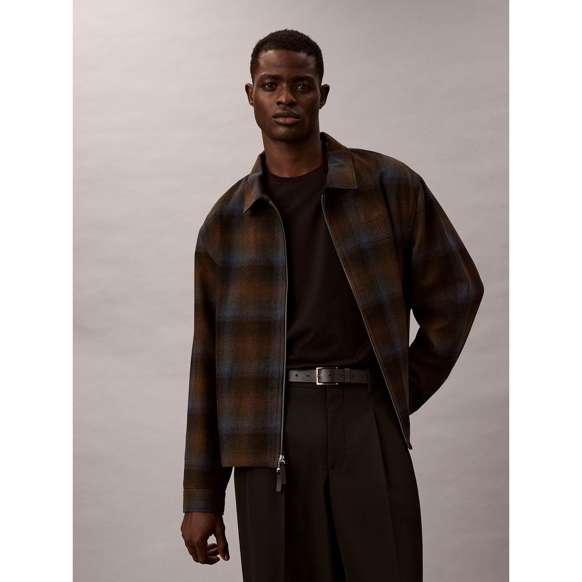 CALVIN KLEIN - Chaqueta de Lana con Cierre de Cremallera Cafe Calvin Klein