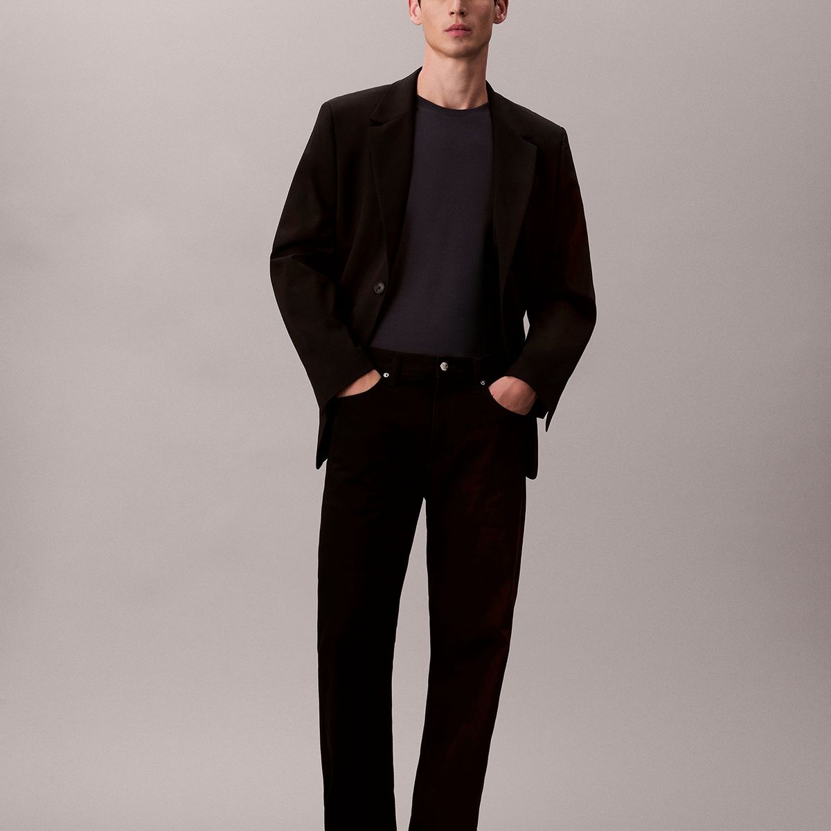 CALVIN KLEIN - Polera de Algodón Supima de Cuello Redondo Azul Calvin Klein