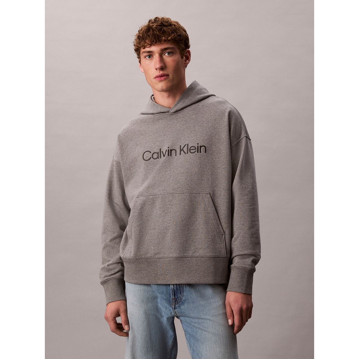 CALVIN KLEIN - Sweater de Felpa Premium Gris Calvin Klein