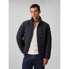 CALVIN KLEIN - Parka Puffer con Gorro y Cierre de Cremallera Azul