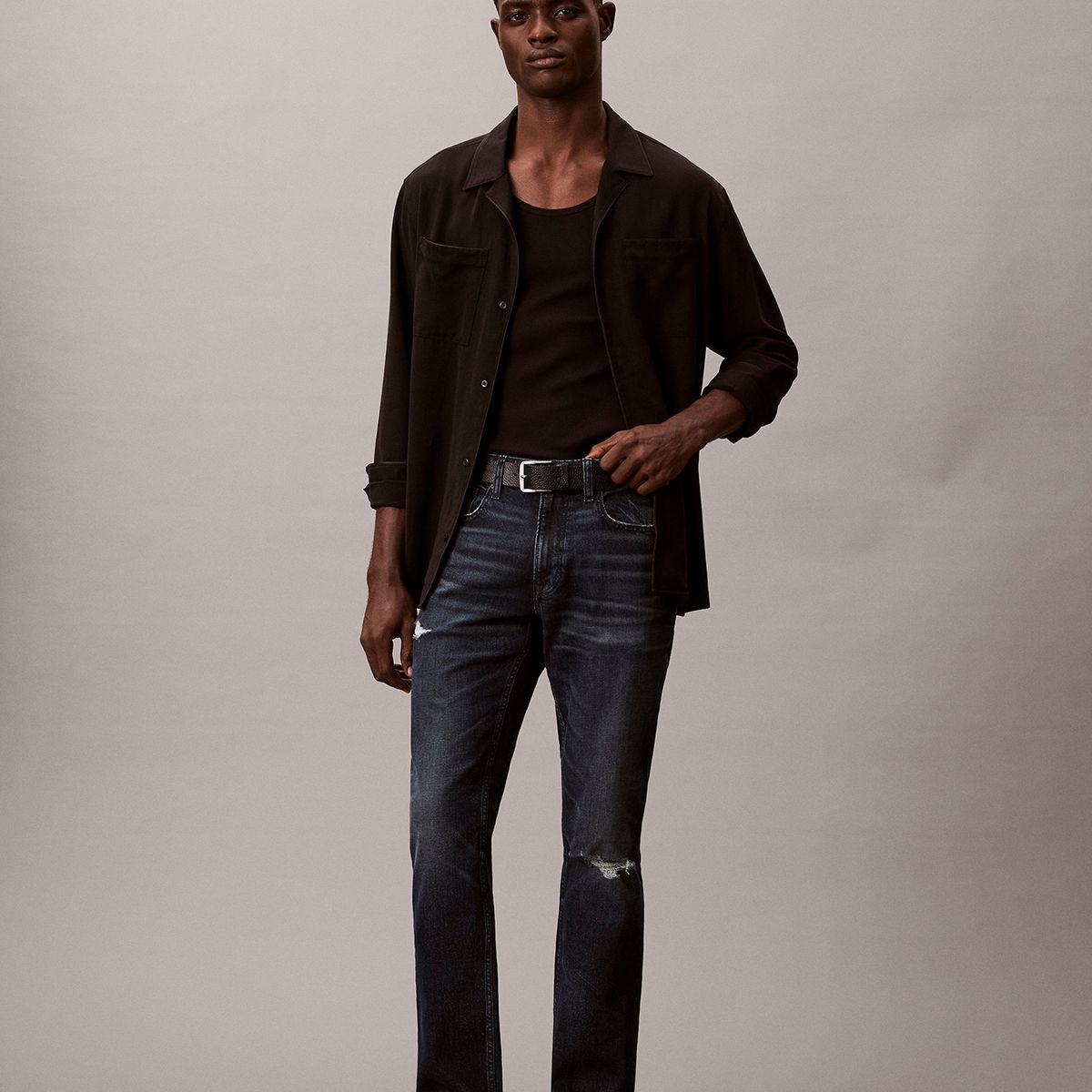 CALVIN KLEIN - Jeans Slim con Detalles Rotos En Tono Deep Dusk Azul Calvin Klein