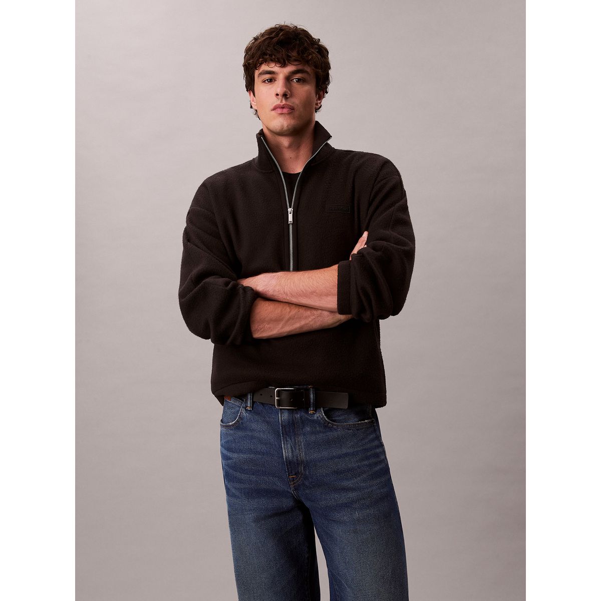 CALVIN KLEIN - Polerón Polar con Media Cremallera Negro Calvin Klein