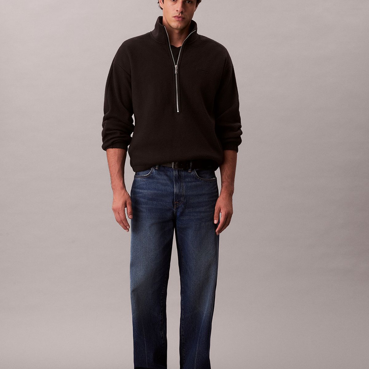 CALVIN KLEIN - Polerón Polar con Media Cremallera Negro Calvin Klein