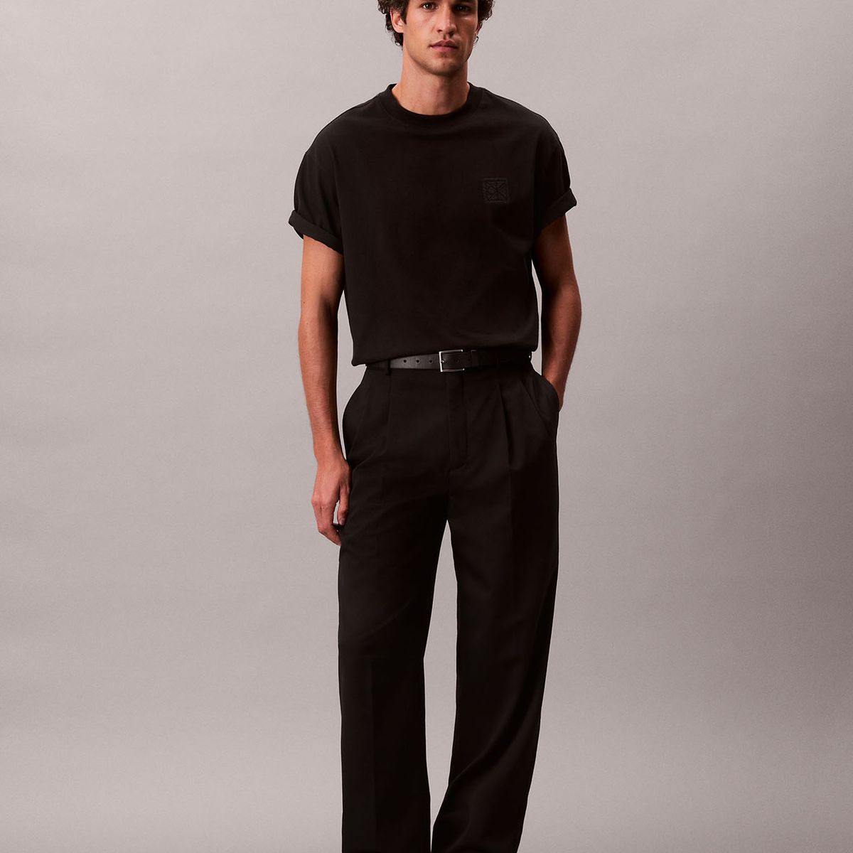 CALVIN KLEIN - Polera con Parche de Emblema CK Negro Calvin Klein
