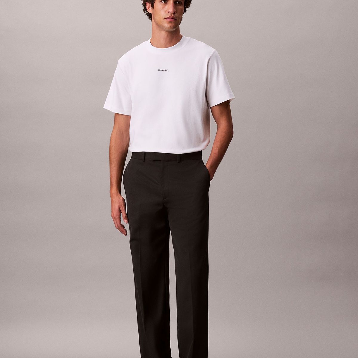 CALVIN KLEIN - Polera Stretch con Nano Logo Blanco Calvin Klein