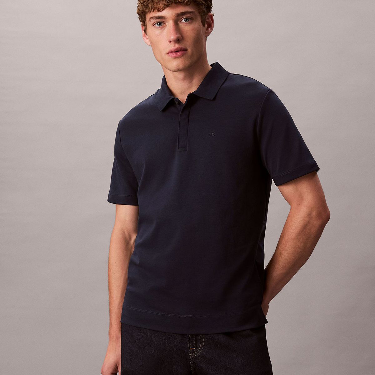 CALVIN KLEIN - Polo de Algodón Interlock Azul Calvin Klein