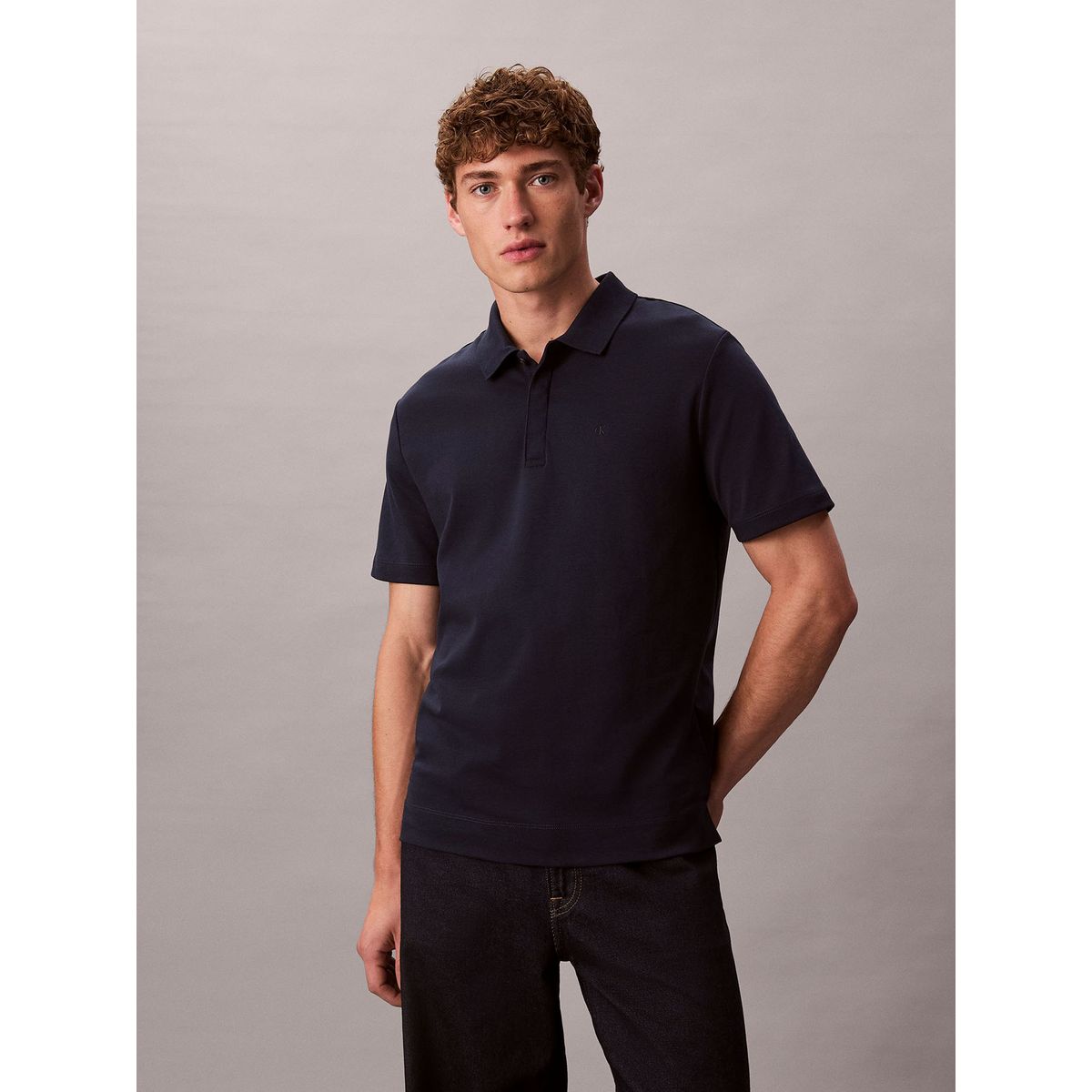 CALVIN KLEIN - Polo de Algodón Interlock Azul Calvin Klein