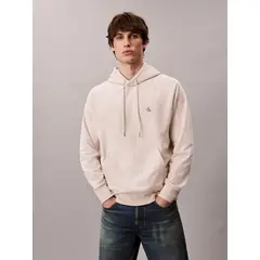 CALVIN KLEIN - Polerón con Gorro y Monograma Bordado Beige