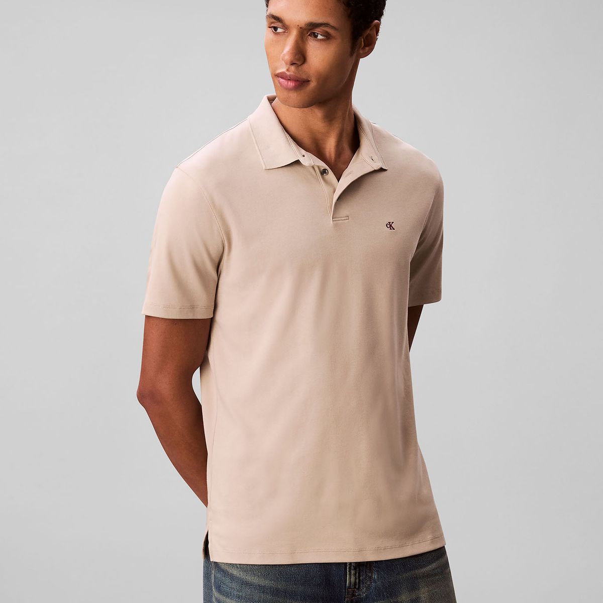 CALVIN KLEIN - Polo de Algodón Pima Beige Calvin Klein