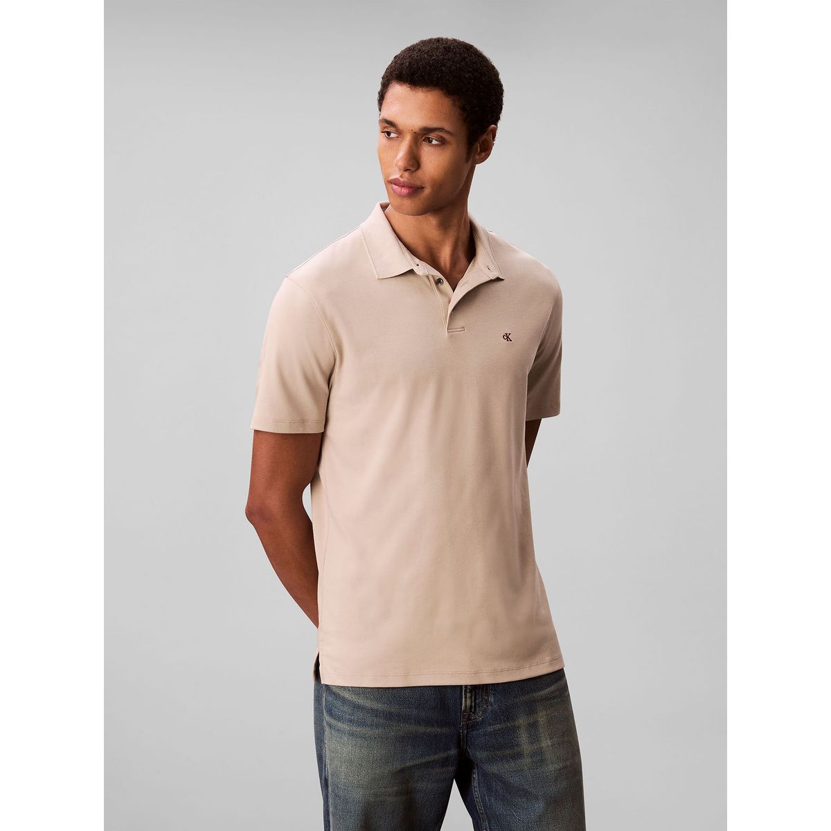CALVIN KLEIN - Polo de Algodón Pima Beige Calvin Klein
