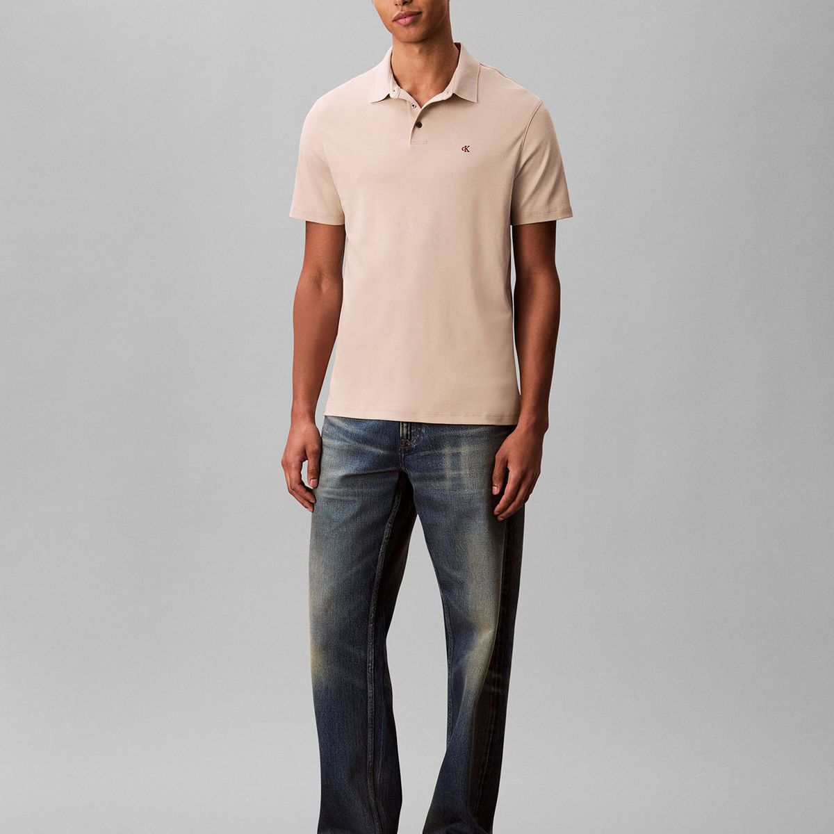 CALVIN KLEIN - Polo de Algodón Pima Beige Calvin Klein