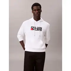 CALVIN KLEIN - Polerón con Gorro y Logo Red Box Blanco