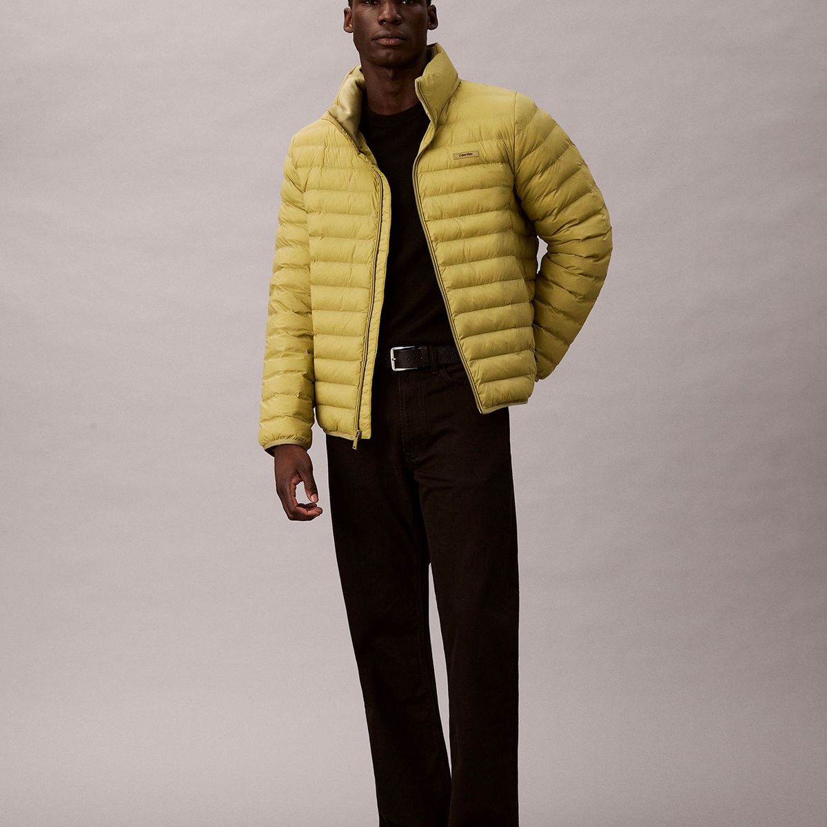 CALVIN KLEIN - Parka Puffer Ligera de Nailon Amarillo Calvin Klein