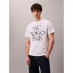 CALVIN KLEIN - Polera con Gráfico Flagship City Blanco