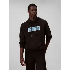 CALVIN KLEIN - Polerón de Tejido Terry con Estampado Box Gráfico Negro