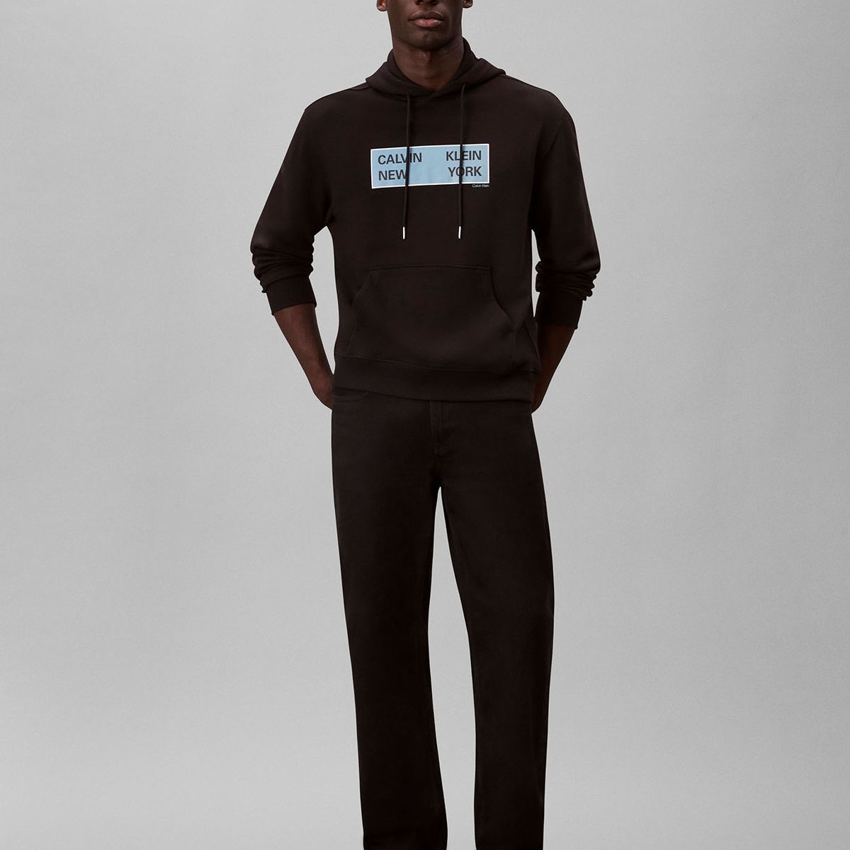 CALVIN KLEIN - Polerón de Tejido Terry con Estampado Box Gráfico Negro Calvin Klein