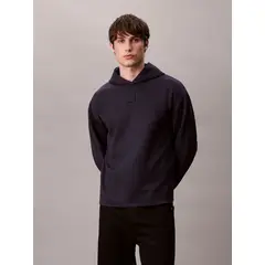 CALVIN KLEIN - Polerón con Gorro y Mezcla de Lana Azul