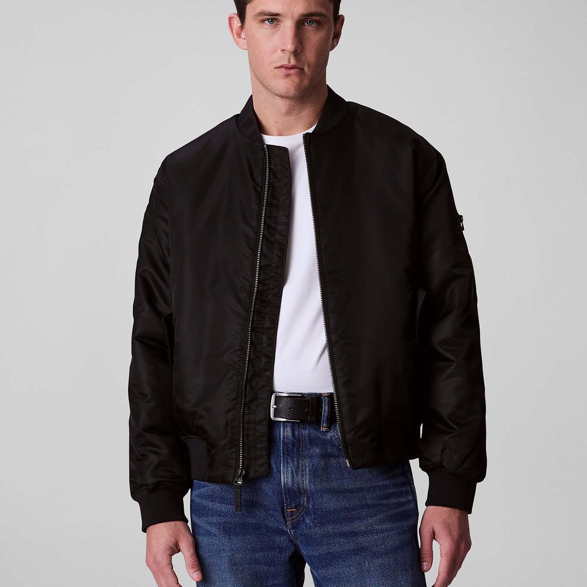 CALVIN KLEIN - Chaqueta Bomber de Nailon Negro Calvin Klein