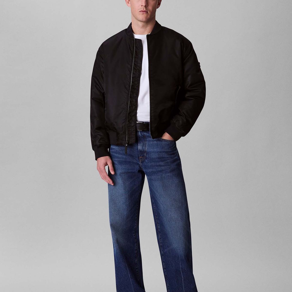 CALVIN KLEIN - Chaqueta Bomber de Nailon Negro Calvin Klein