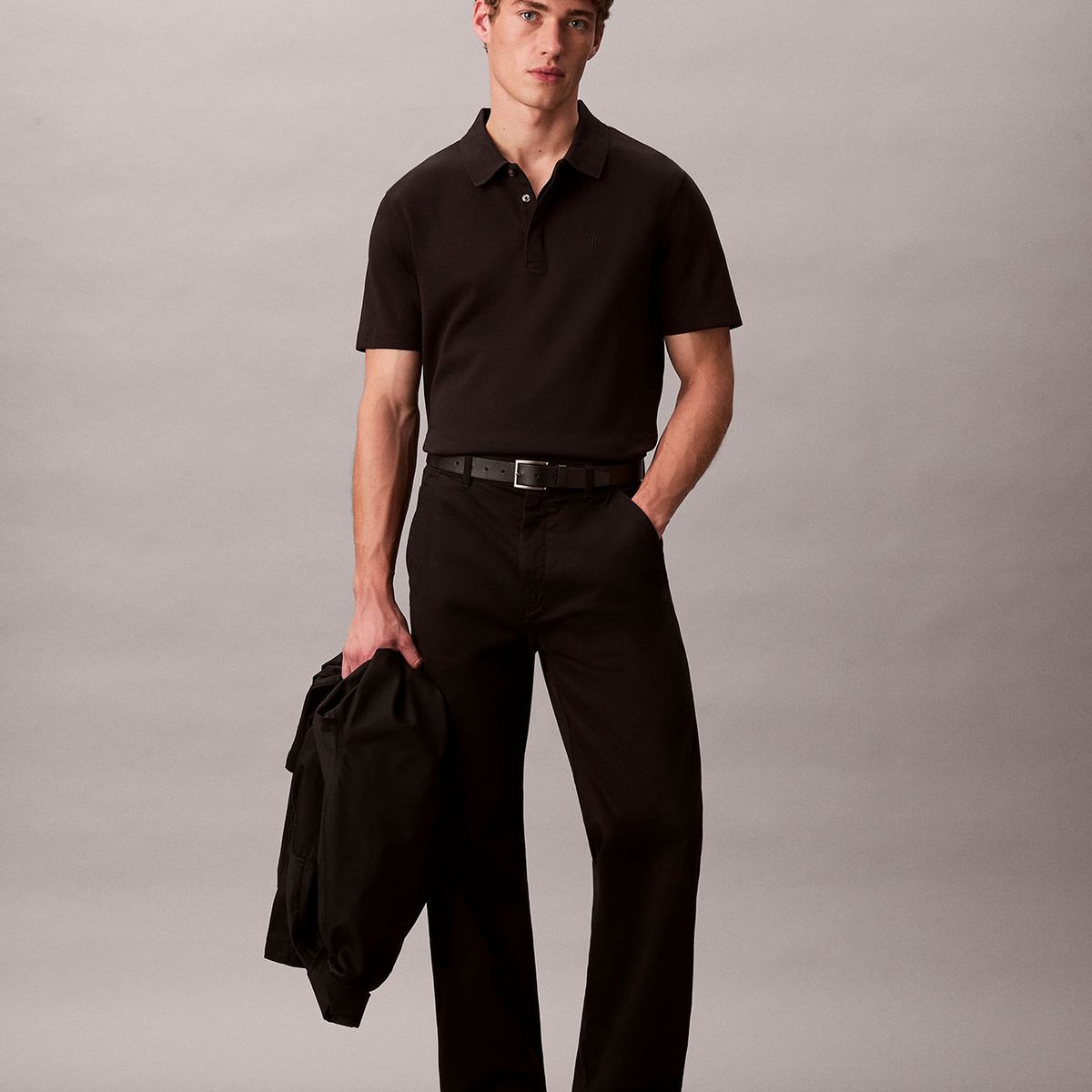 CALVIN KLEIN - Polo de Algodón Interlock Negro Calvin Klein