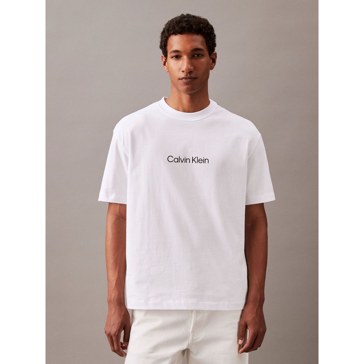 CALVIN KLEIN - Polera Relaxed con Logo Blanco Calvin Klein