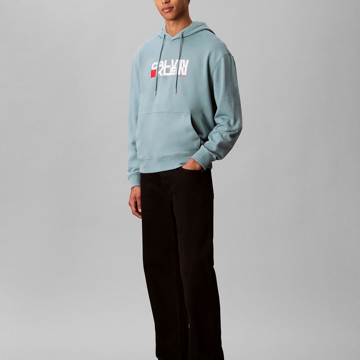 CALVIN KLEIN - Polerón con Gorro y Logo Red Box Verde Calvin Klein