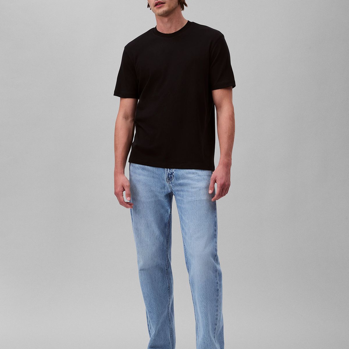 CALVIN KLEIN - Polera de Algodón Supima de Cuello Redondo Negro Calvin Klein