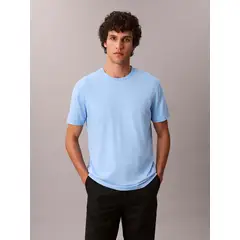 CALVIN KLEIN - Polera de Algodón Supima de Cuello Redondo Celeste